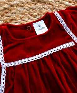 Velvet Frock  - Dark Red - DFK - Image 2