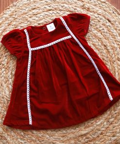 Velvet Frock  - Dark Red - DFK