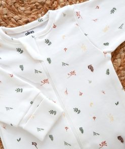 Sleeping Suit - Off White with Green, Red and Yellow Leaf - SS1 - Image 2