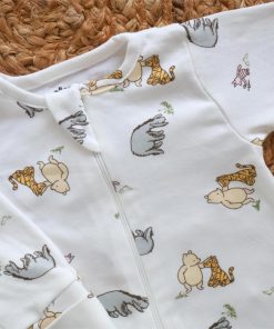 Sleeping Suit - Off White with Cute Animals - SS1 - Image 2