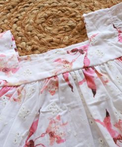 Cotton Frock - White with Pink Flower - DFK - Image 2