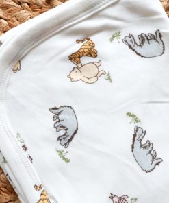 Hooded Blanket - 60x80cm - Off White with Cute Animals -  HBL1 - Image 2