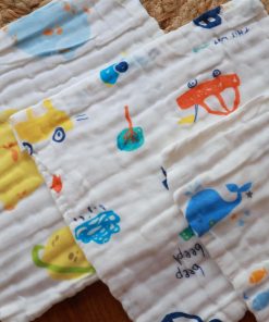 Muslin Face Towel Combo (Set of 3) - Yellow Moon + Cars + Blue Whale - FT1 - Image 2