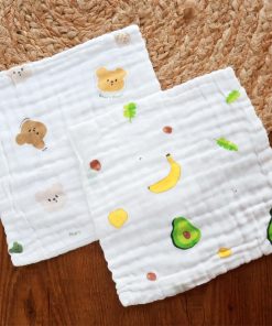 Muslin Face Towel Combo (Set of 2) - Teddy Head + Avocado - FT1