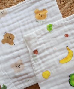 Muslin Face Towel Combo (Set of 2) - Teddy Head + Avocado - FT1 - Image 2