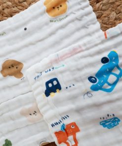 Alternative view of Premium Crinkled Muslin Face Towel Set of 2 (25x25cm) - Teddy Head - Cars - FT1