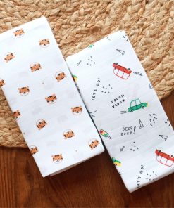Muslin Premium Bath Towel - Combo Pack of 2 - Cars + Tiger Head - BT1