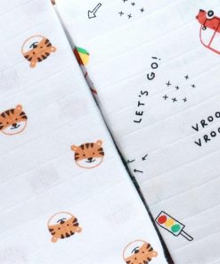 Muslin Premium Bath Towel - Combo Pack of 2 - Cars + Tiger Head - BT1 - Image 2