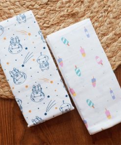 Muslin Premium Bath Towel - Combo Pack of 2 - Space Bear + Ice Cream - BT1
