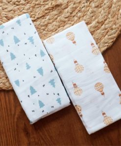 Muslin Premium Bath Towel - Combo Pack of 2 - Grey Tree + Brown Parachute - BT1