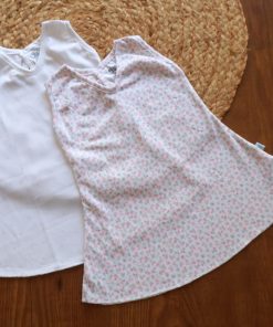 Premium Knitted Cotton Daily Wear Frock - Combo Pack of 2 - White with Blue Star + Pink Floral - DFK