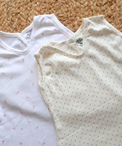 Alternative view of Premium Knitted Cotton Daily Wear Frock - Combo Pack of 2 - White with Brown Dot + Pink Flower - DFK