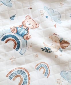 Alternative view of Soft Cotton Hooded Blanket - Teddy and Rainbow - BL1
