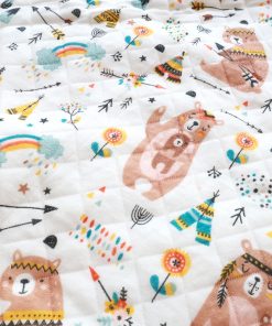 Alternative view of Soft Cotton Hooded Blanket - Teddy and Baby Teddy with Arrow - BL1