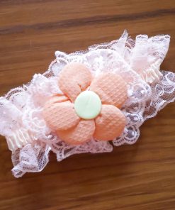 Baby Girl Head Band - Peach Flower - HB1