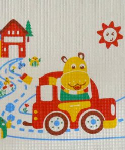 Alternative view of Bath Mat Bubble Sheet - Giraffe On Car (Blue Border) - BM1