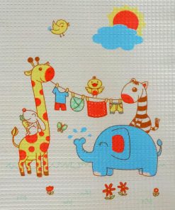 Bath Mat Bubble Sheet - Giraffe and Elephant (Pink Border) - BM1 - Image 2