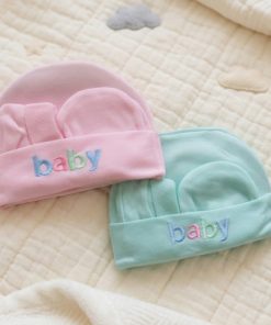 Baby Cap Set - Combo Pack of 2 - Pink + Green