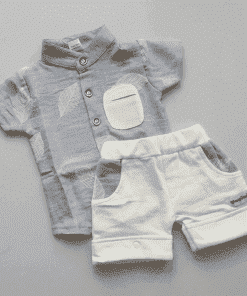 Shirt and Shorts Set - Blue and Off White - TSH