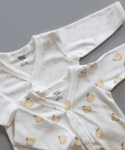 Full Sleeve Jhabla Front Button - Pack of 2 - Off White with Brown Fruit + Pink Small Floral - FSJ1 - Image 2