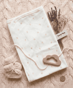 Hooded Blanket - 60x80cm - Off White with Pink Floral -  HBL1