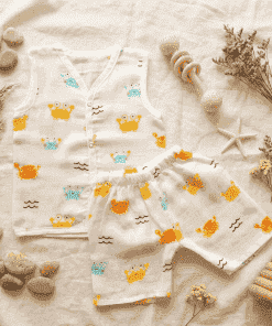 Muslin Cotton Jhabla and Shorts Set - Crab - JS1