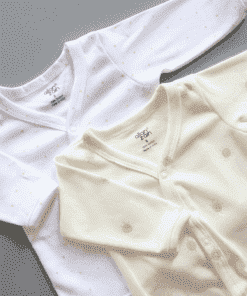 Full Sleeve Jhabla Front Button - Pack of 2 - White with Brown Star + Sun - FSJ1 - Image 2