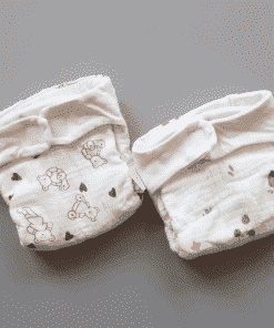 Crinkled Muslin Cloth Diaper Pack of 2 - Line Bear + Bear Head - CDP1