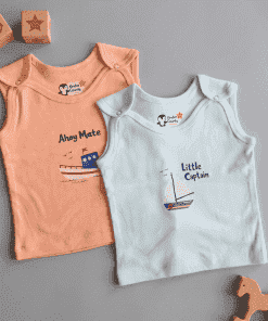 Premium Knitted Cotton Jhabla -  Combo Pack of 2 - Orange + Light Blue - JH1