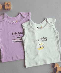 Premium Knitted Cotton Jhabla -  Combo Pack of 2 - Purple + Light Green - JH1