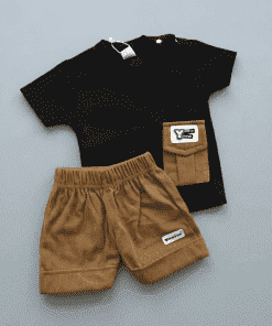 Premium Cotton Co-ord Set - Black and Coffee Brown - TSH1