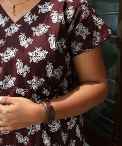 Alternative view of Maternity Feeding A-line Kurthy - Coffee Brown with White Floral Print - MFK