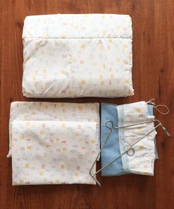 Cotton Cradle with Net, Bed, Pillow and Hanger – Pack of 5 - Off White with Alphabets - BC1
