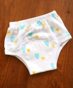 Padded underwear - Organic Cotton - Green and Yellow Heart - PU1