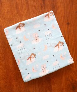 Bamboo Cotton Swaddle - Blue Cloud and Teddy - SW1
