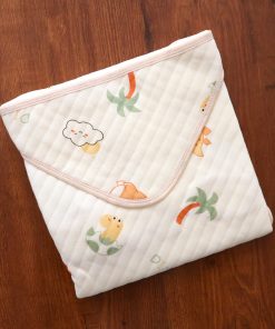 Soft Cotton Hooded Blanket - Cream with Dino - HBL1