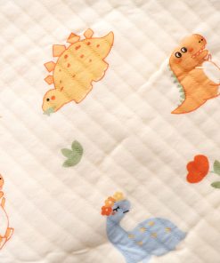Alternative view of Soft Cotton Hooded Blanket - Cream with Dino - HBL1