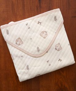 Soft Cotton Hooded Blanket - Cream with Brown Teddy Head - HBL1