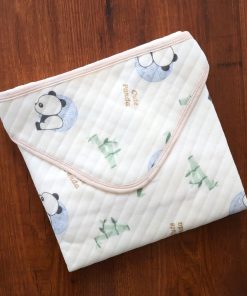 Soft Cotton Hooded Blanket - Cream with Panda - HBL1