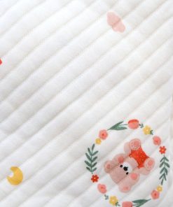 Alternative view of Soft Cotton Hooded Blanket - Cream with Floral Round and Teddy - HBL1