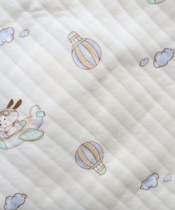 Alternative view of Soft Cotton Hooded Blanket - Cream with Green Puppy on Rocket - HBL1