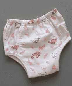 Full Padded underwear - Organic Cotton - Pink Bird with Leaf - PU1