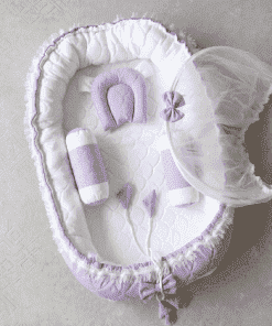 Baby Premium Adjustable Oval Nest Bed - Light Purple - BS1