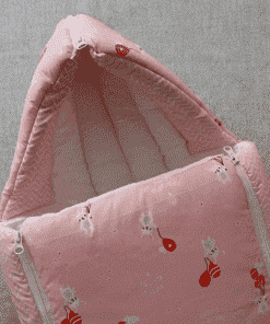 Alternative view of Premium Muslin Cotton Kangaroo Wrapper - Light Pink with Rabbit on Balloon - KW1