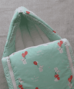 Alternative view of Premium Muslin Cotton Kangaroo Wrapper - Light Green with Rabbit on Balloon - KW1