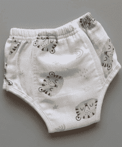 Full Padded underwear - Organic Cotton - White with Green Tiger Head - PU1