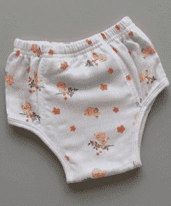 Full Padded underwear - Organic Cotton - Orange Flower and Bird - PU1