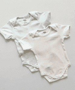 Romper/Onesie - Combo Pack of 2 - Grey Stripe +Blue Teddy - AZBS