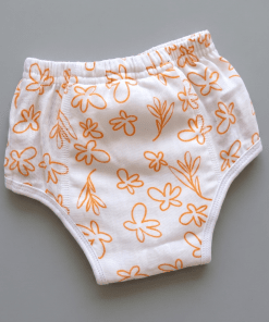 Full Padded underwear - Organic Cotton - Orange Flower and Leaf - PU1