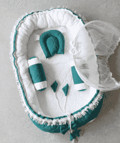Baby Premium Adjustable Oval Nest Bed - Teal Green - BS1